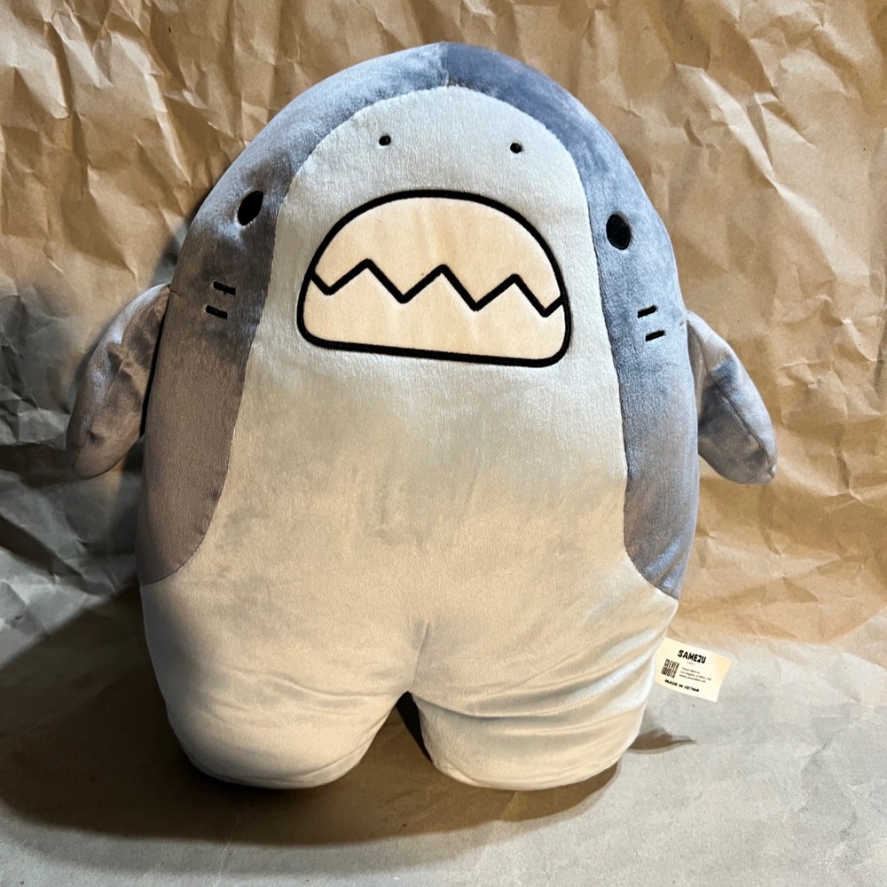 Samezu Large Shark Plush Gray Blue Jaggy Shark Clever Idiots Kawaii Toy